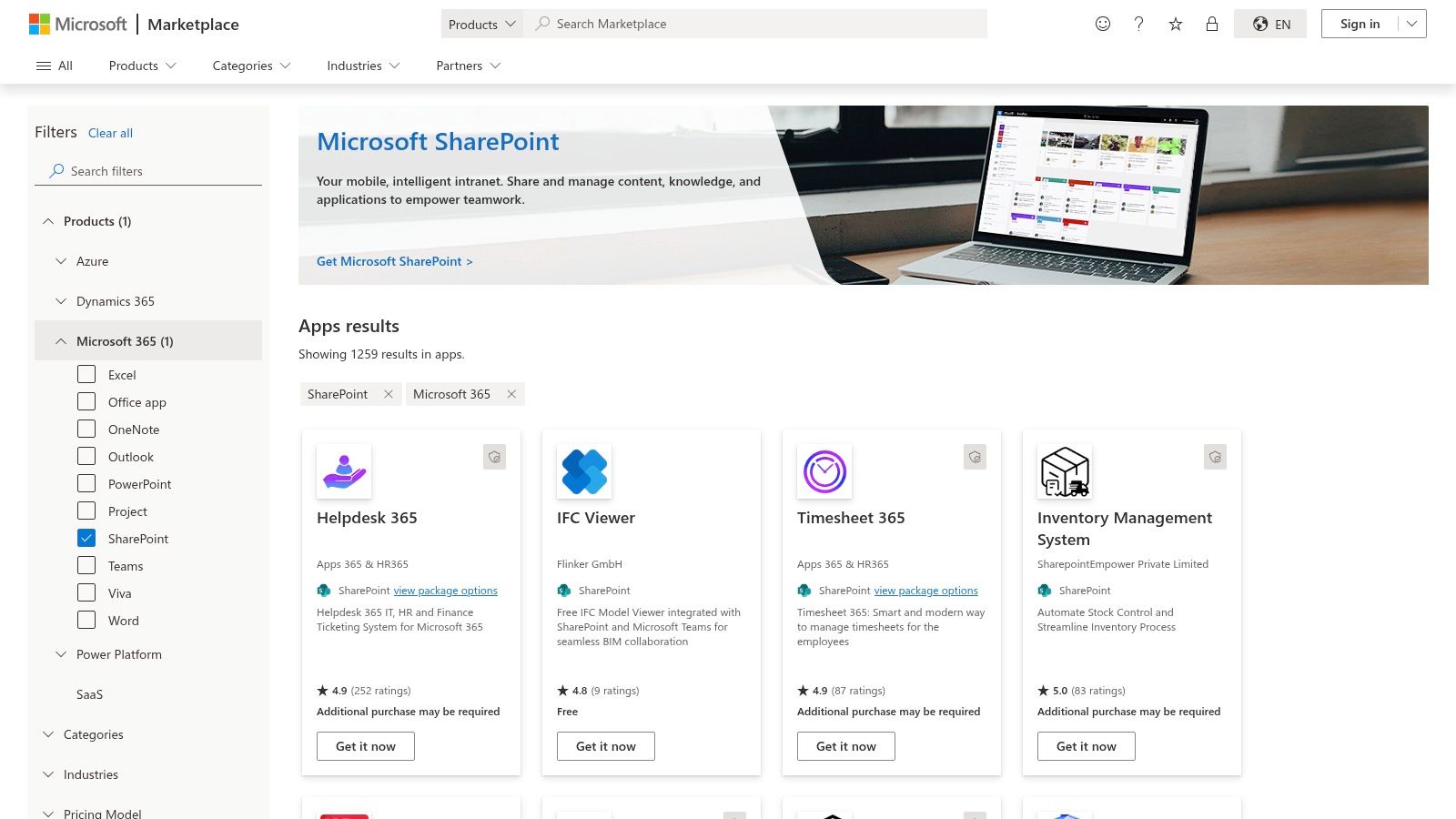 Microsoft AppSource (marketplace)