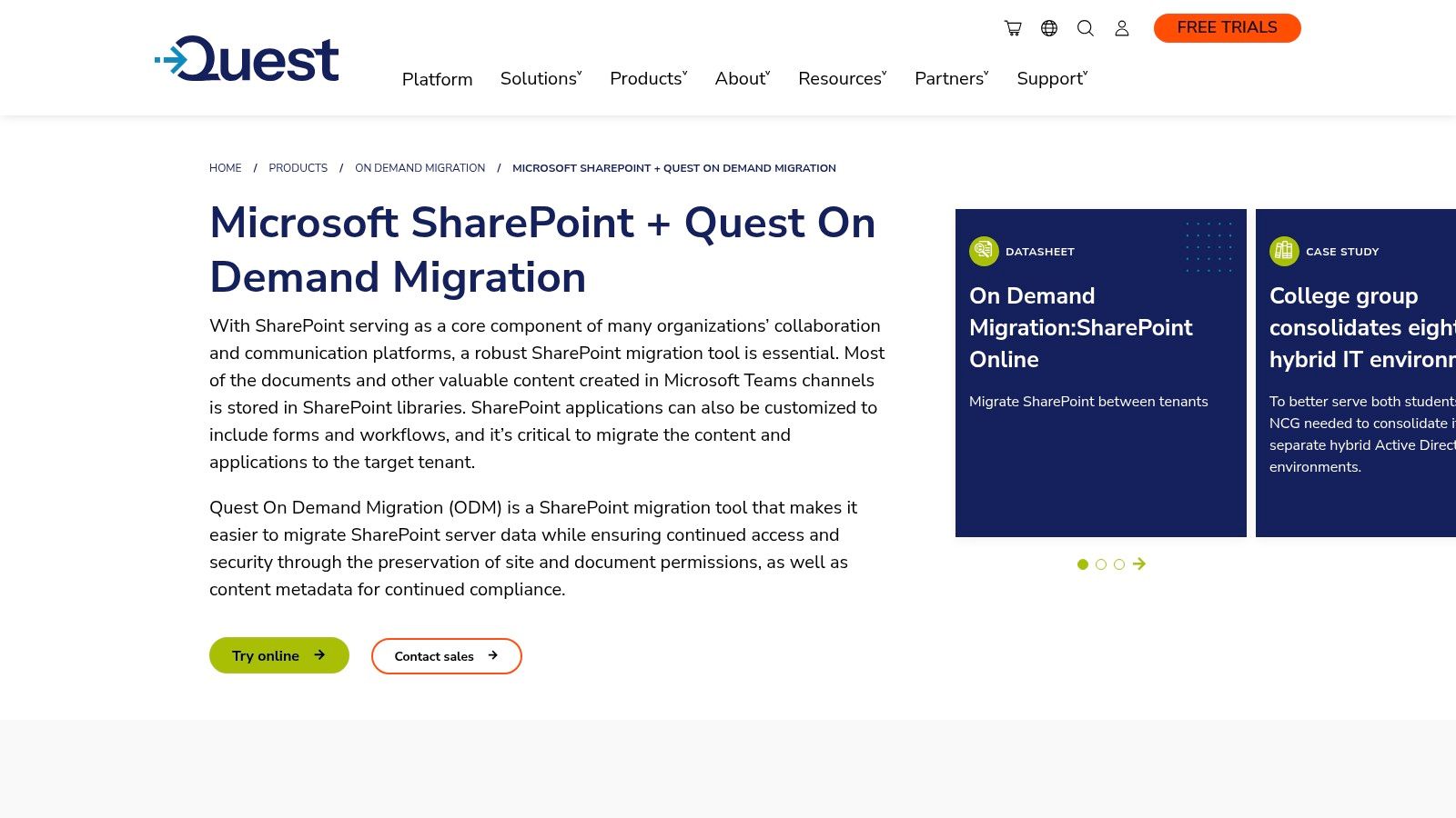 Quest On Demand Migration (ODM) for SharePoint