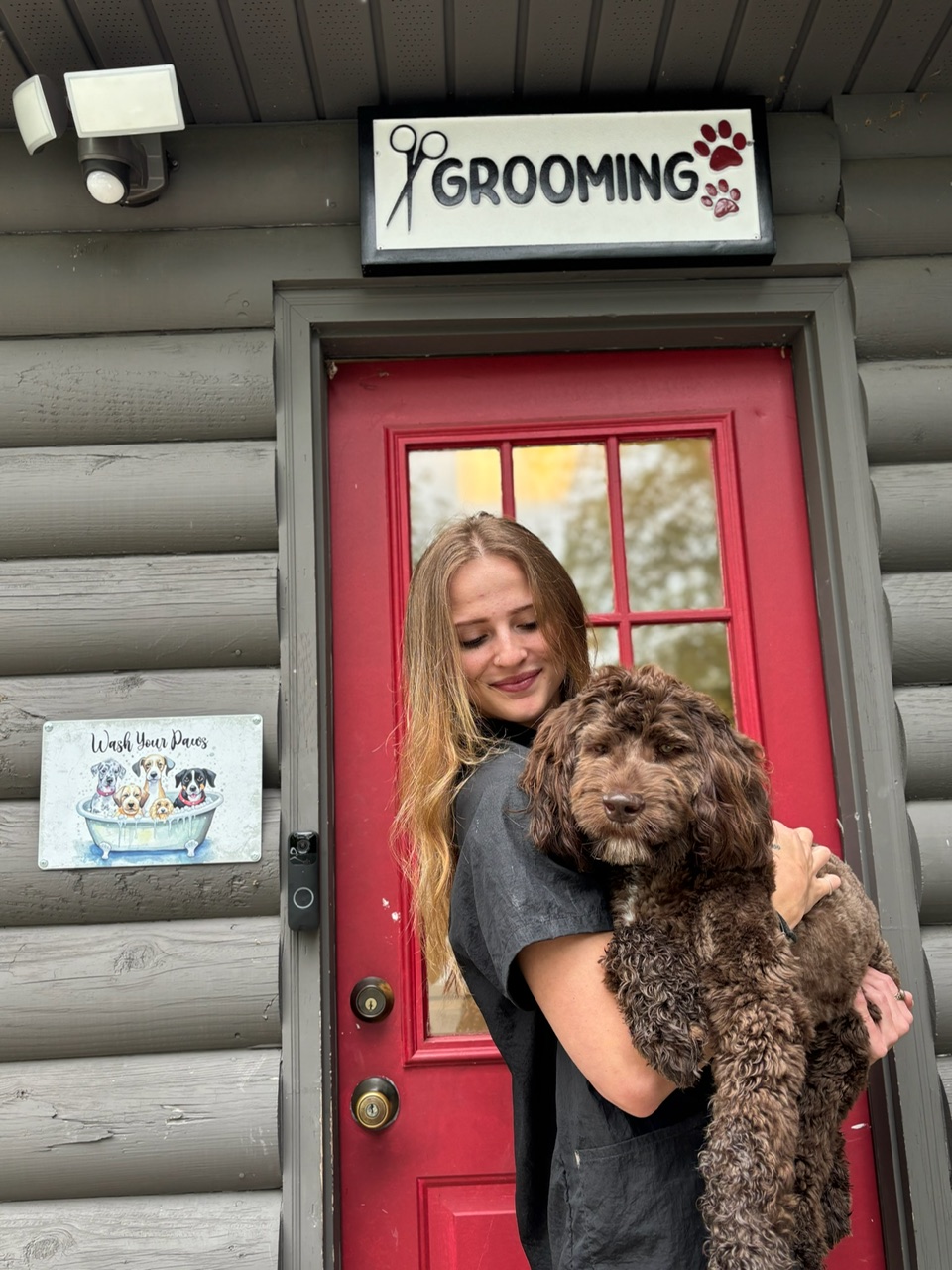 [headshot] image of customer with their pet (for a pet store)