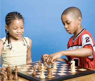 Students playing chess