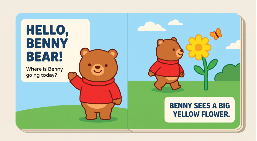 Simple high-contrast children's book illustration suited to a very young reader