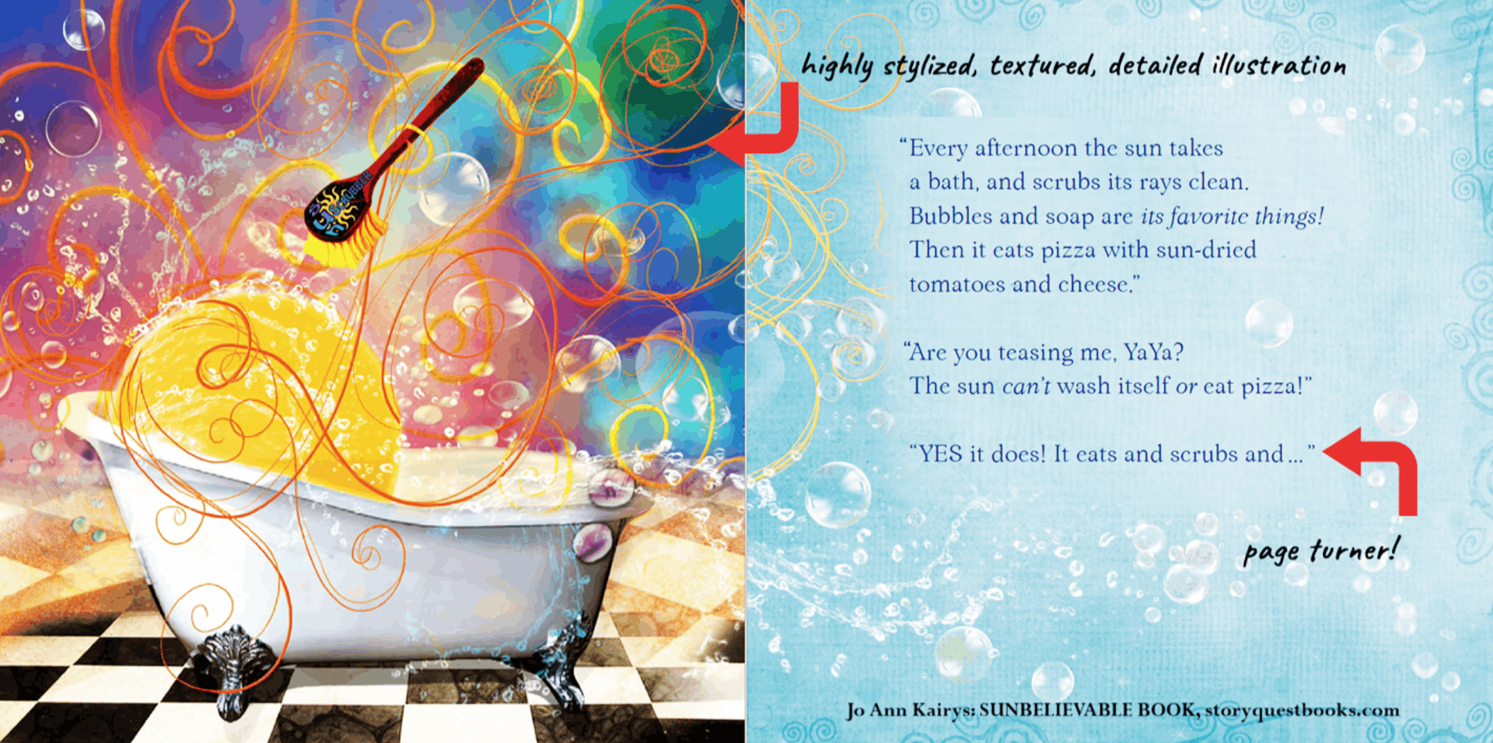 Children's book spreads reviewed side by side to check character and colour consistency