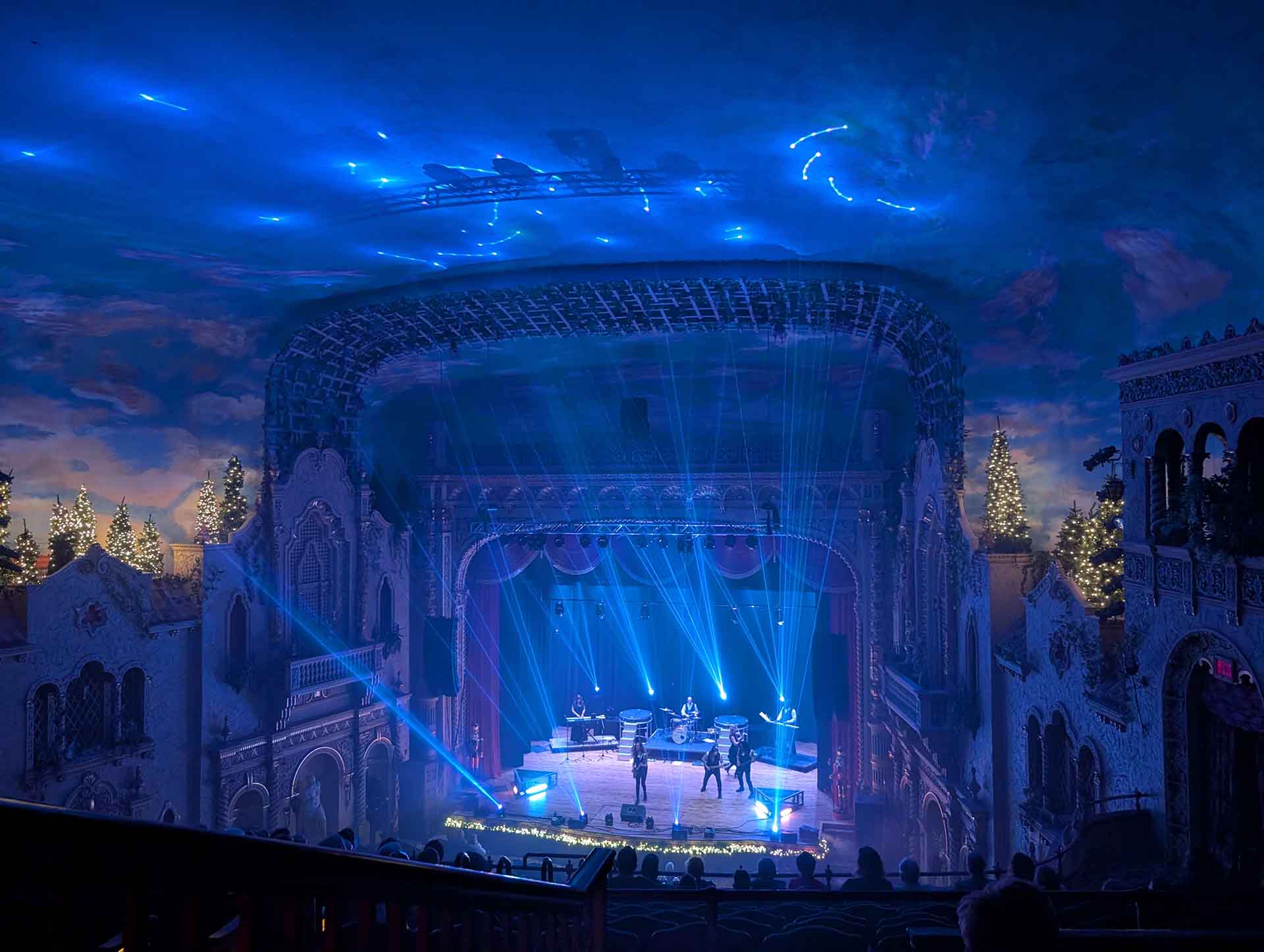 Concert light show on The Paramount Theatre's ceiling