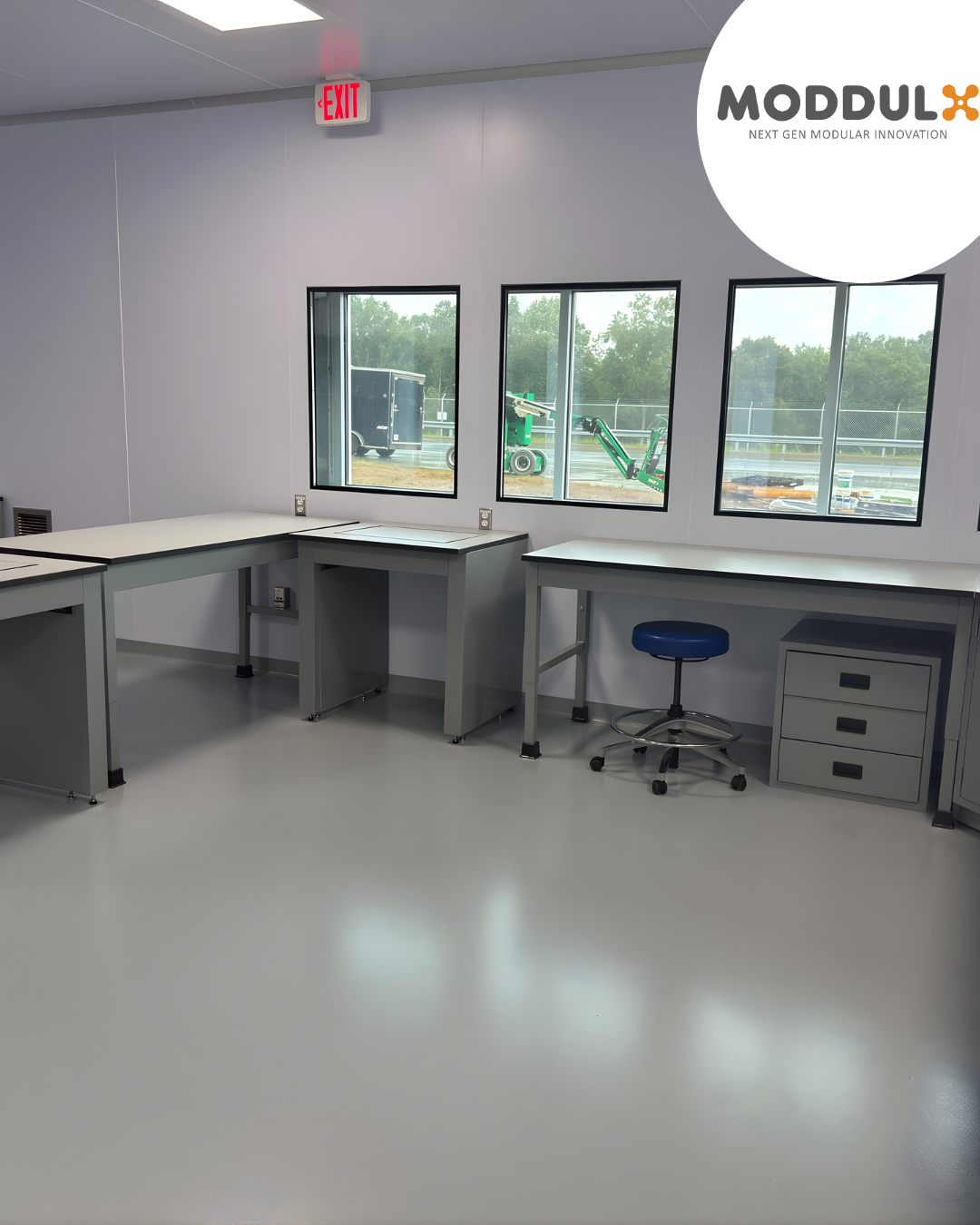 Modular wall system with integrated windows for food facility monitoring