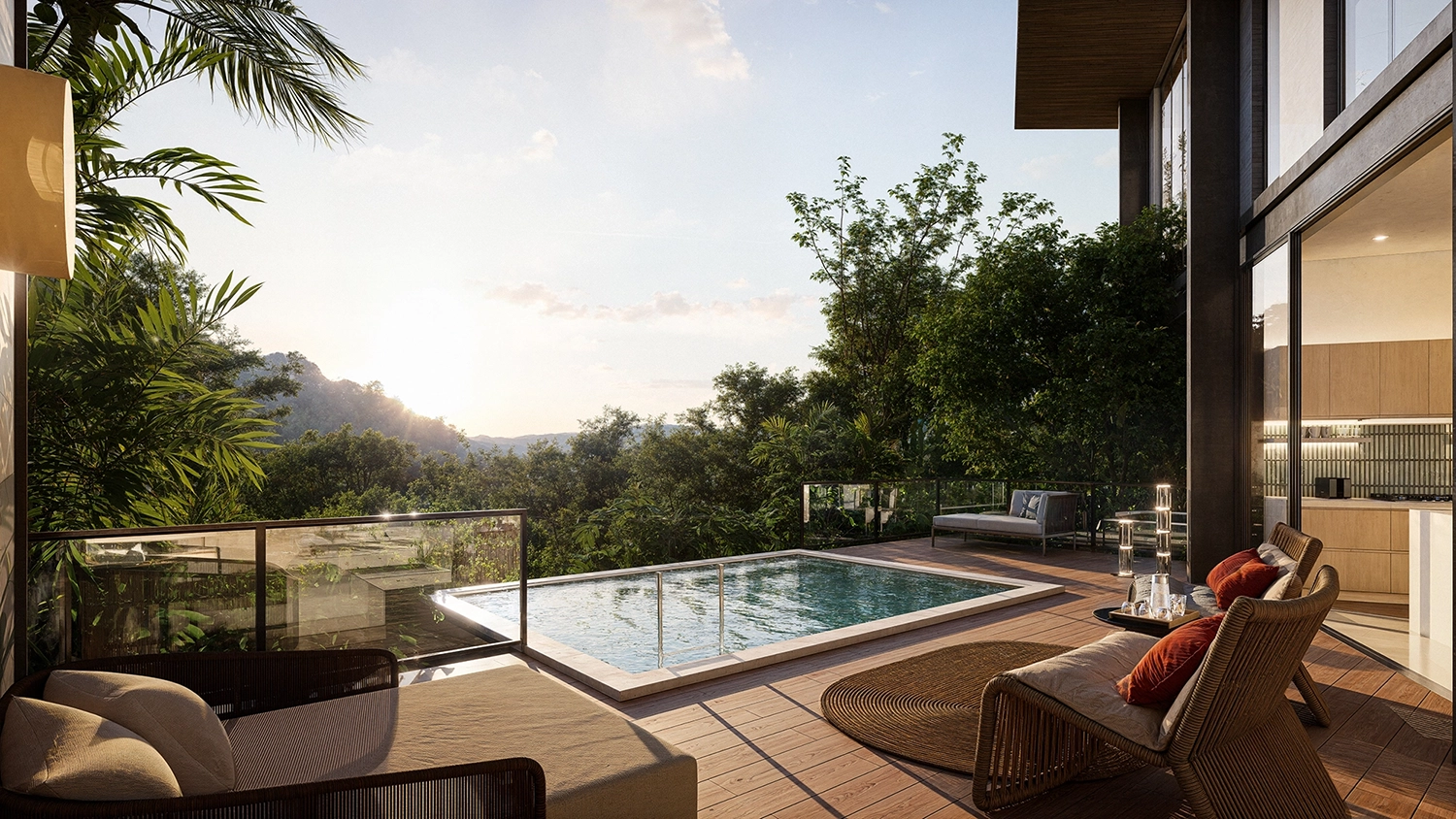 View of the private infinity pool overlooking the nature in Jarabacoa.