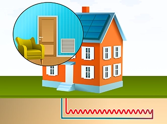 digital illustration of geothermal heat pump setup