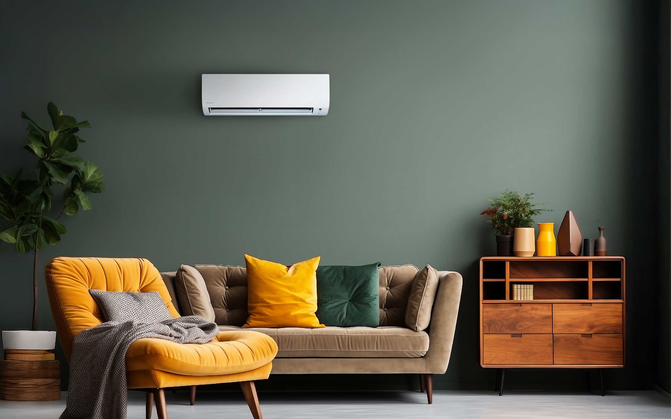 Handsome young man in orange classes on clear sky background.