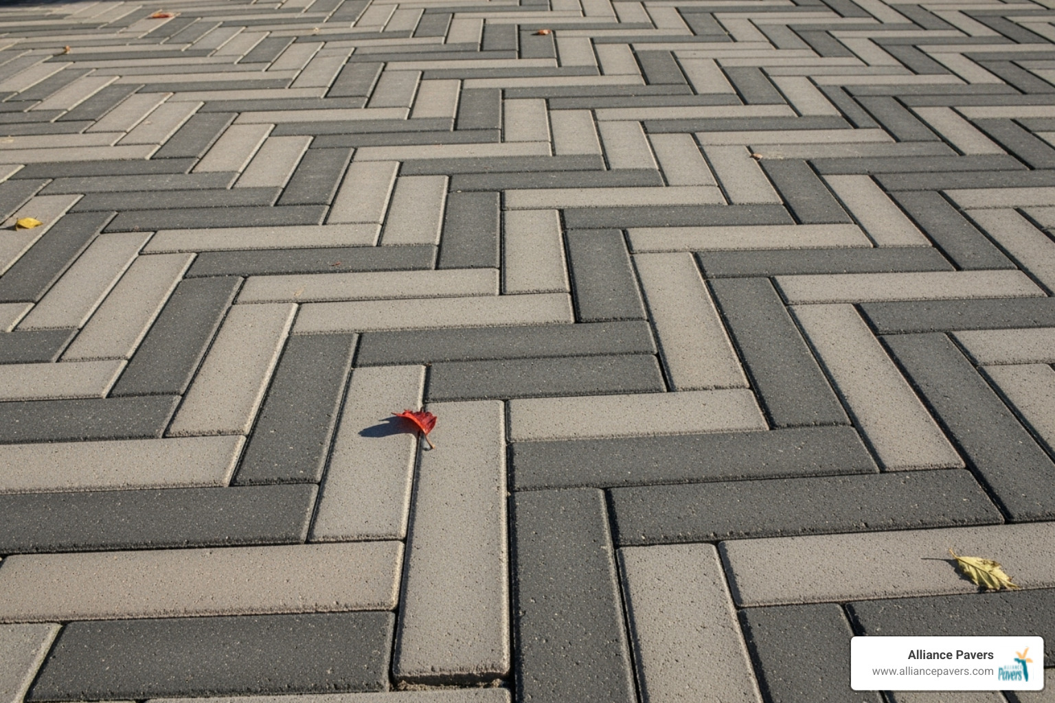 Image of a close-up on a 45-degree herringbone pattern - Driveway paver patterns