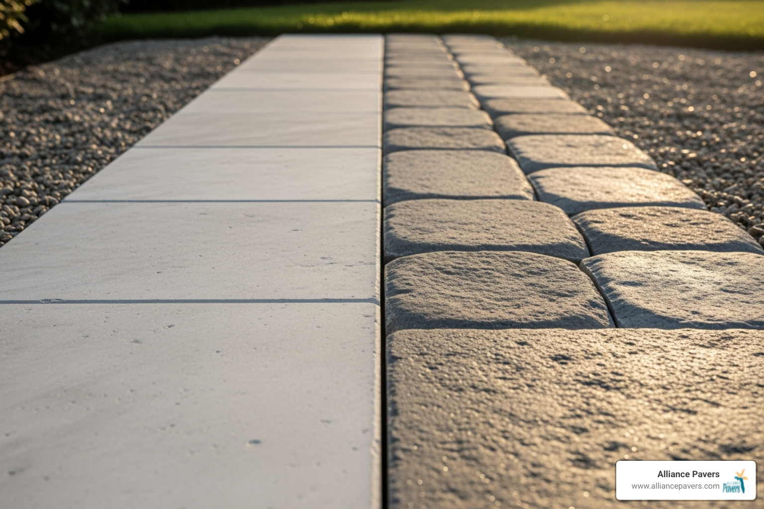 Image of different marble paver finishes displayed side-by-side, showing the textural differences. - Outdoor marble pavers