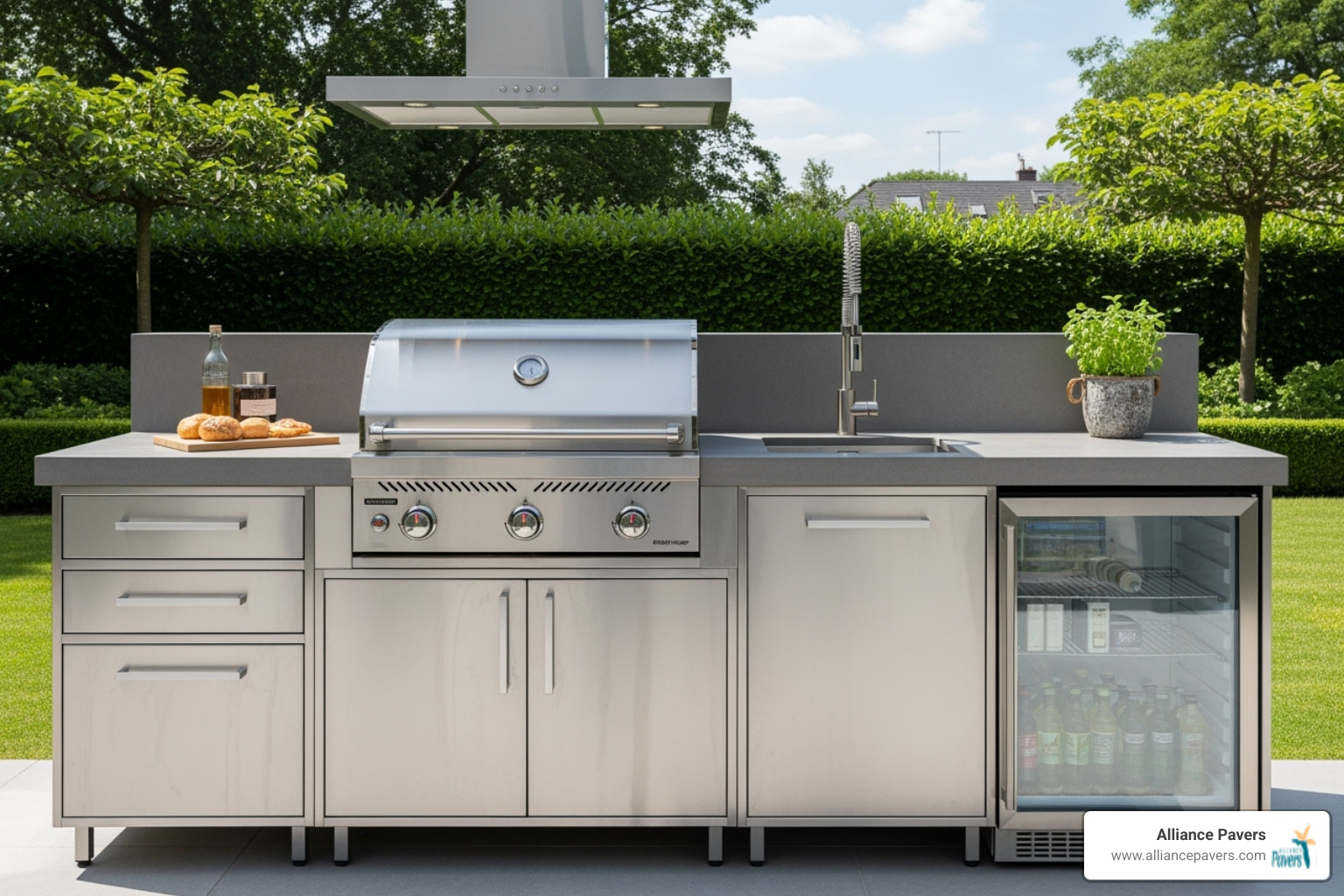 Clean and well-maintained outdoor kitchen cabinet setup - outdoor kitchen cabinets