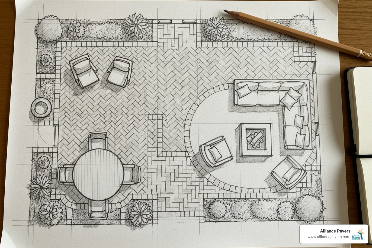 patio design sketch - brick patio installers