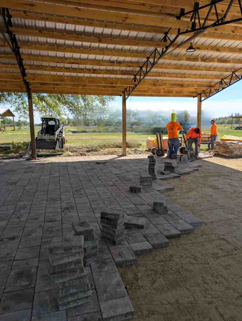 properly excavated and graded area with string lines - professional paver installation