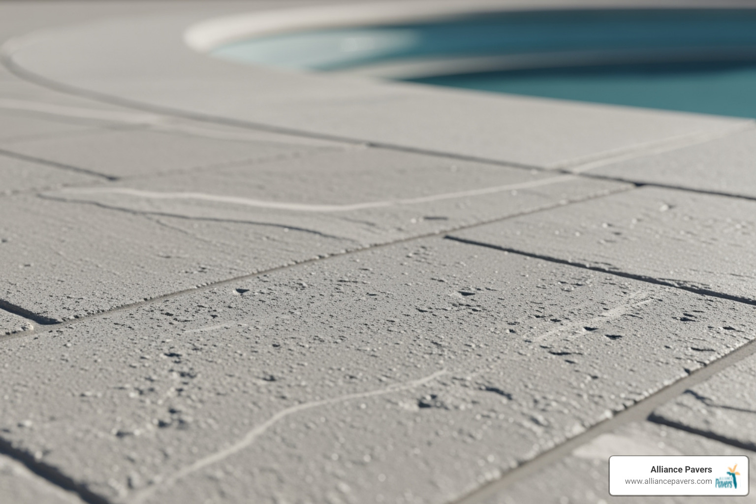 close-up shot showing the texture of non-slip porcelain pavers next to a pool - durable pool pavers maitland