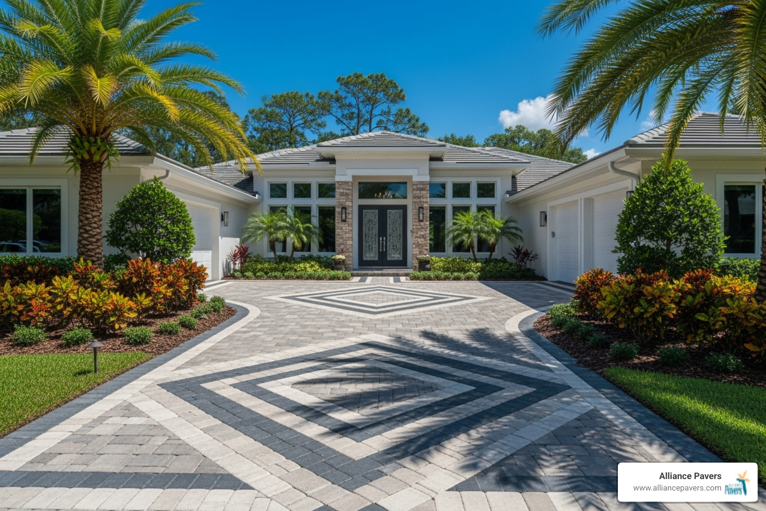 beautiful, intricate paver driveway - driveway paver installation orlando