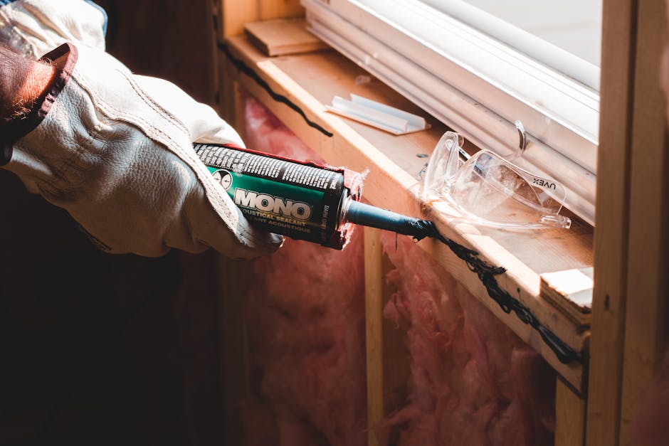 A hand applying a bead of construction adhesive to the top of a retaining wall block before a capstone is placed - cutting retaining wall caps
