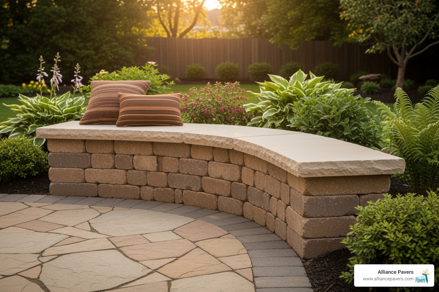 paver stone seating wall - paver stone caps