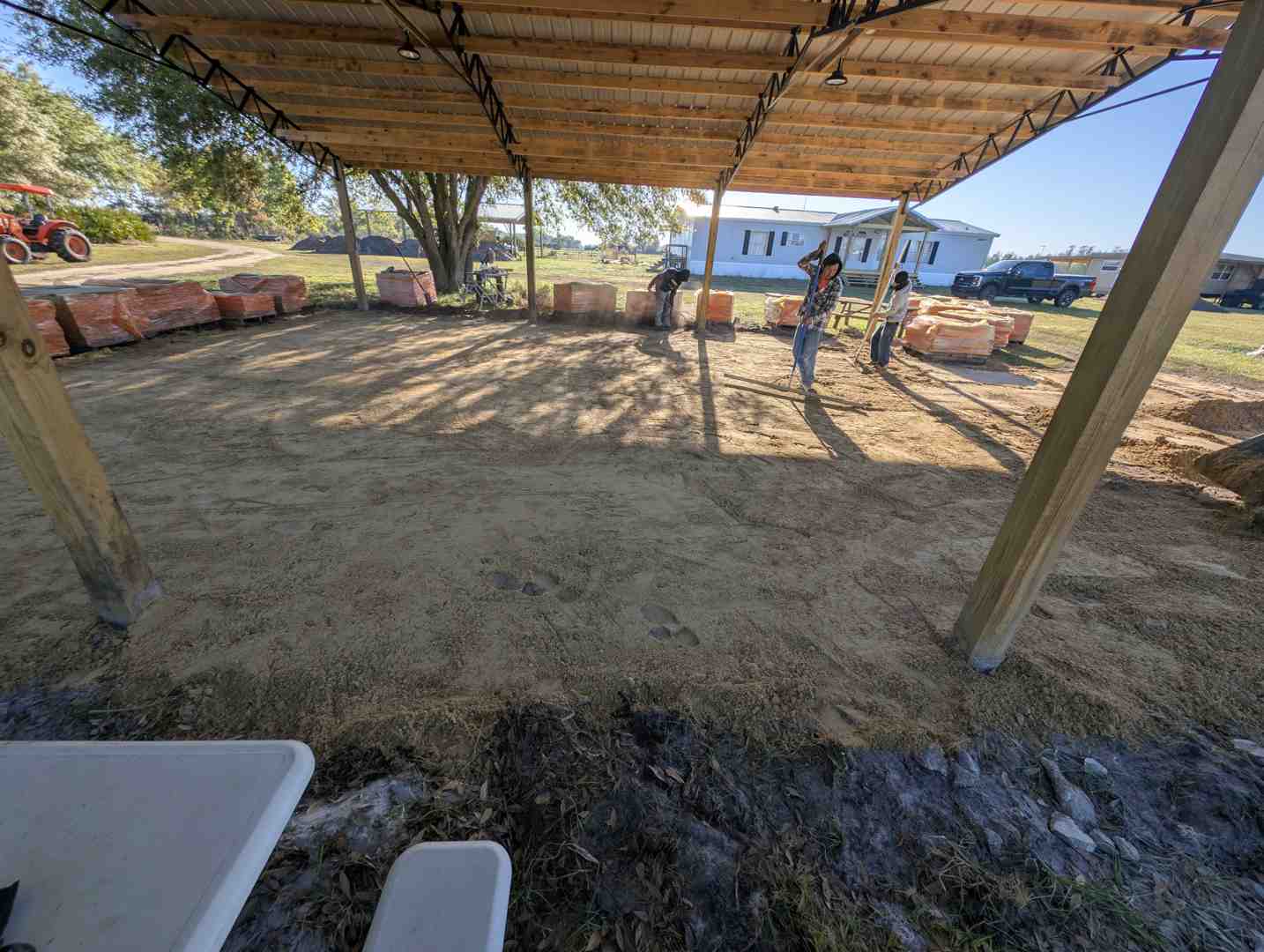 Marked trench for a railroad tie retaining wall - how to install a railroad tie retaining wall