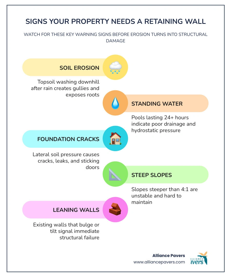 Infographic: 8 signs your property needs a retaining wall, from soil erosion to foundation damage infographic Infographic: 8 signs your property needs a retaining wall, from soil erosion to foundation damage infographic
