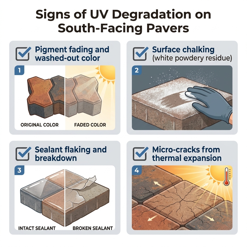 Signs of UV Degradation on South-Facing Pavers