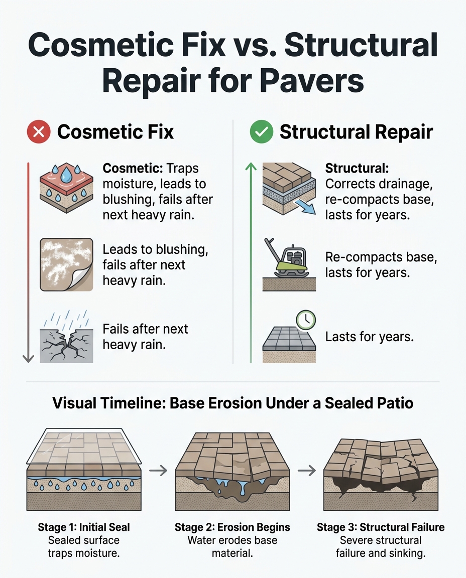 Cosmetic Fix vs. Structural Repair for Pavers
