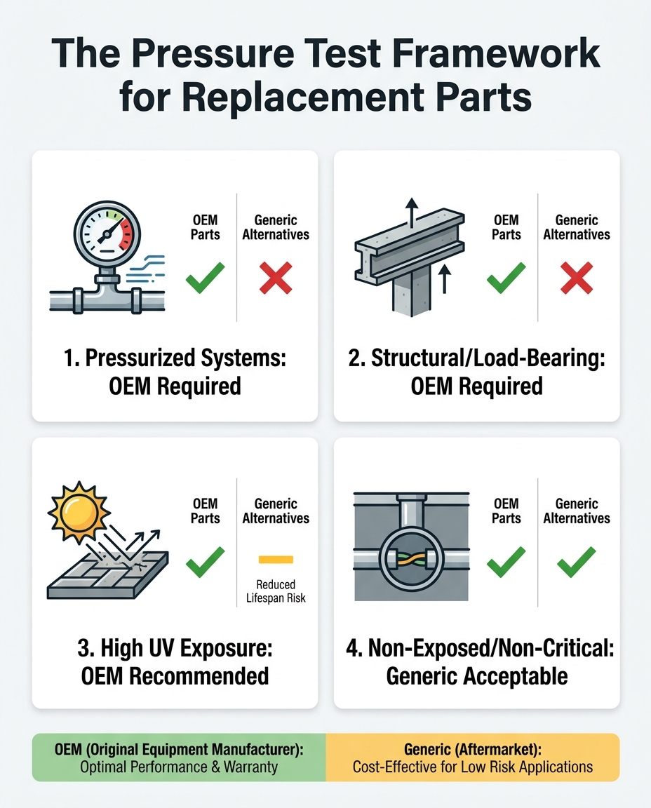 The Pressure Test Framework for Replacement Parts