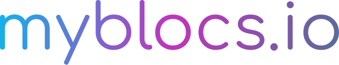 The myblocs.io wordmark.