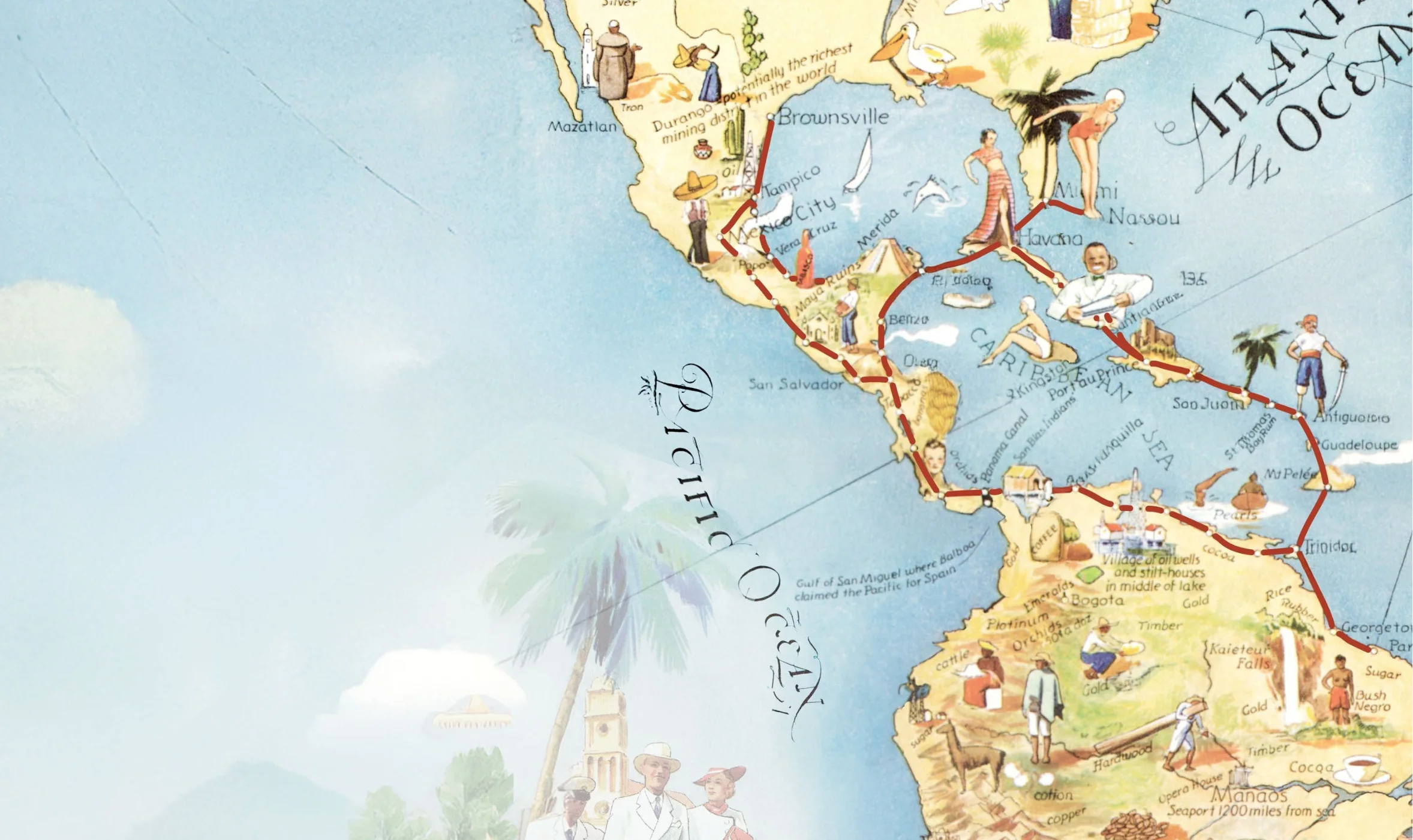 Pan Am and Holland America route map