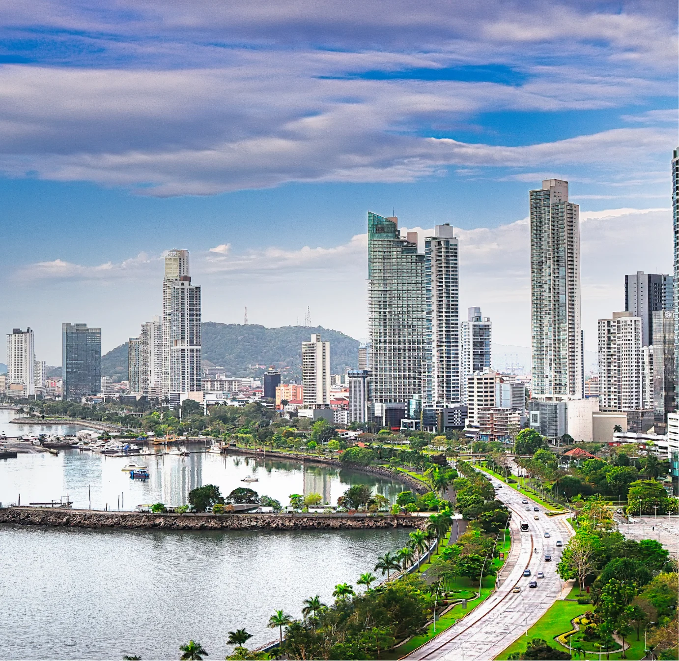 Modern skyline and waterfront in Panama City