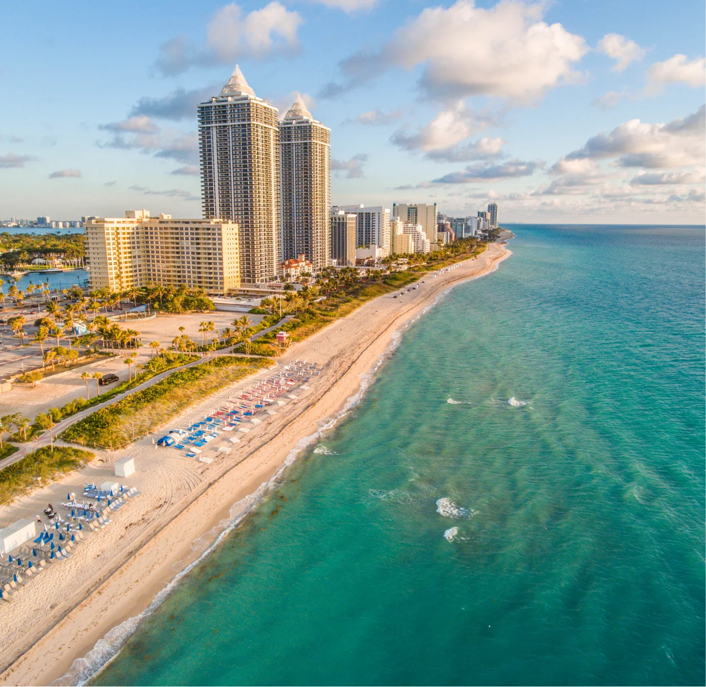 Aerial view of Miami Beach coastline