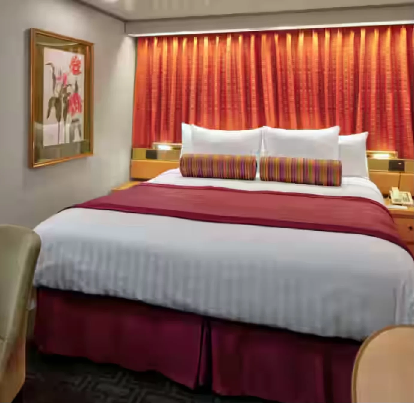 Interior Stateroom with queen bed and lounge area