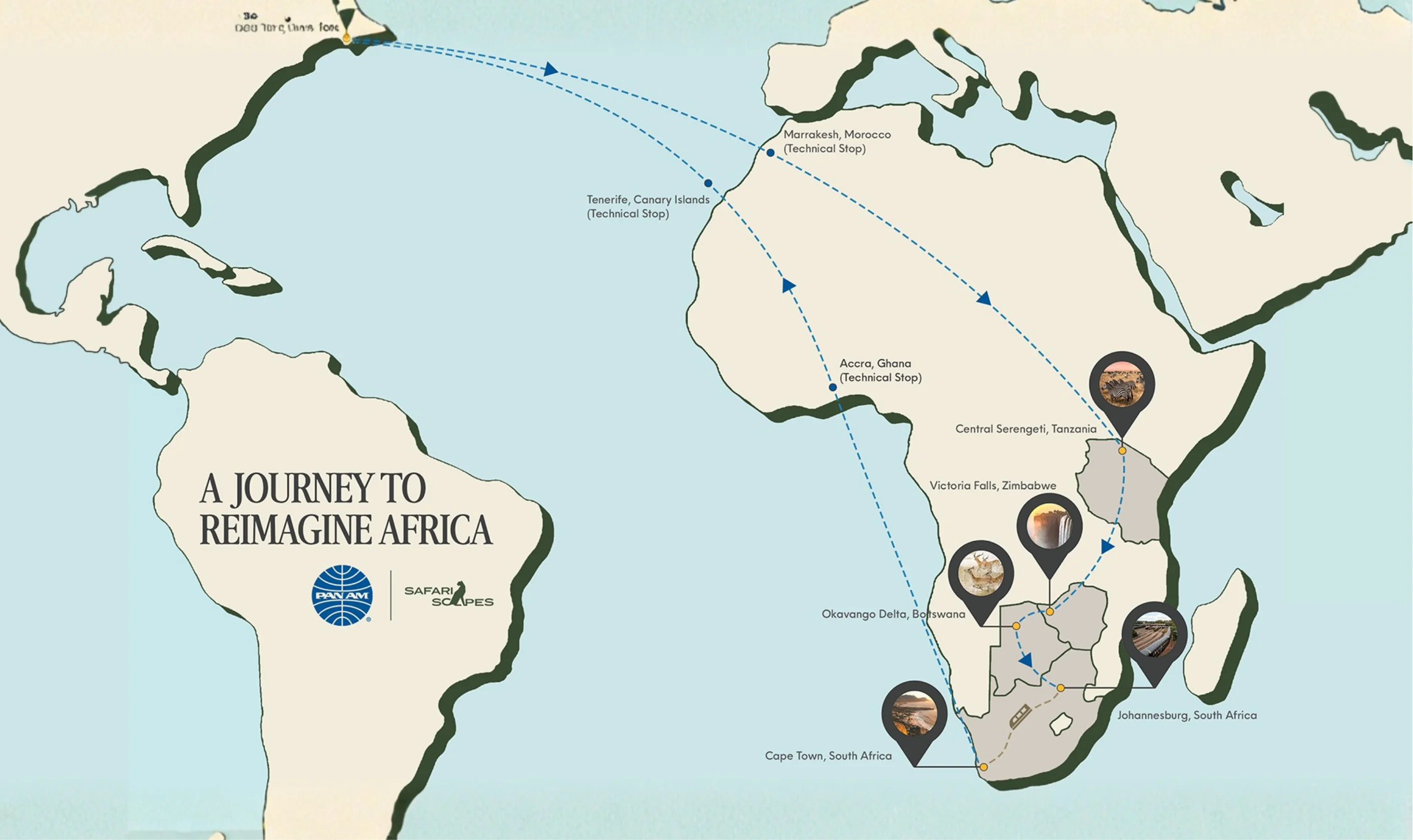 Pan Am & SafariScapes route map