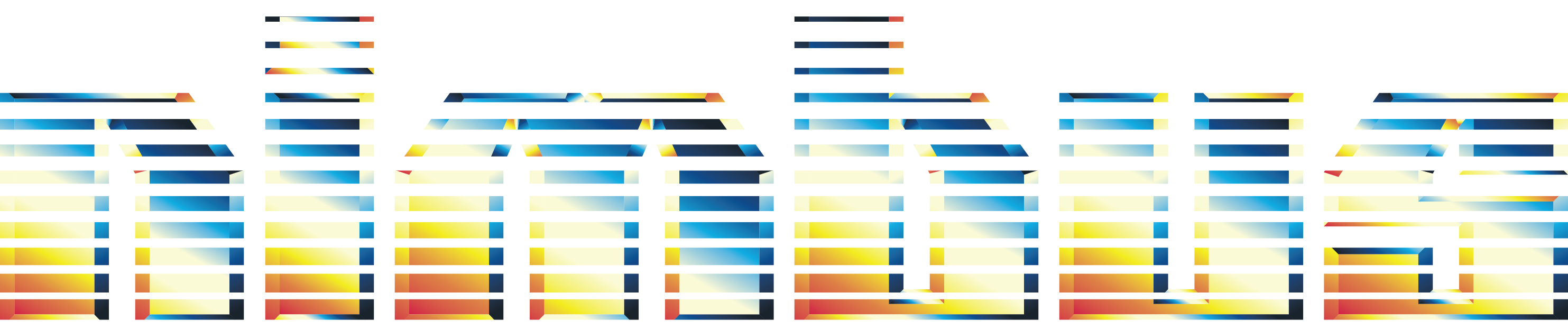 Colorful word 'Nimbus' formed by horizontal bars with gradient shades of blue, yellow, white, and red. Nimbus Media is Houston's best web design agency.