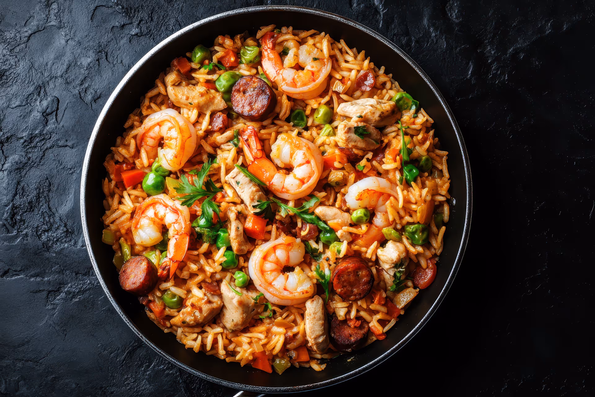 jambalaya featuring shrimp chicken smoked sausage and veggies