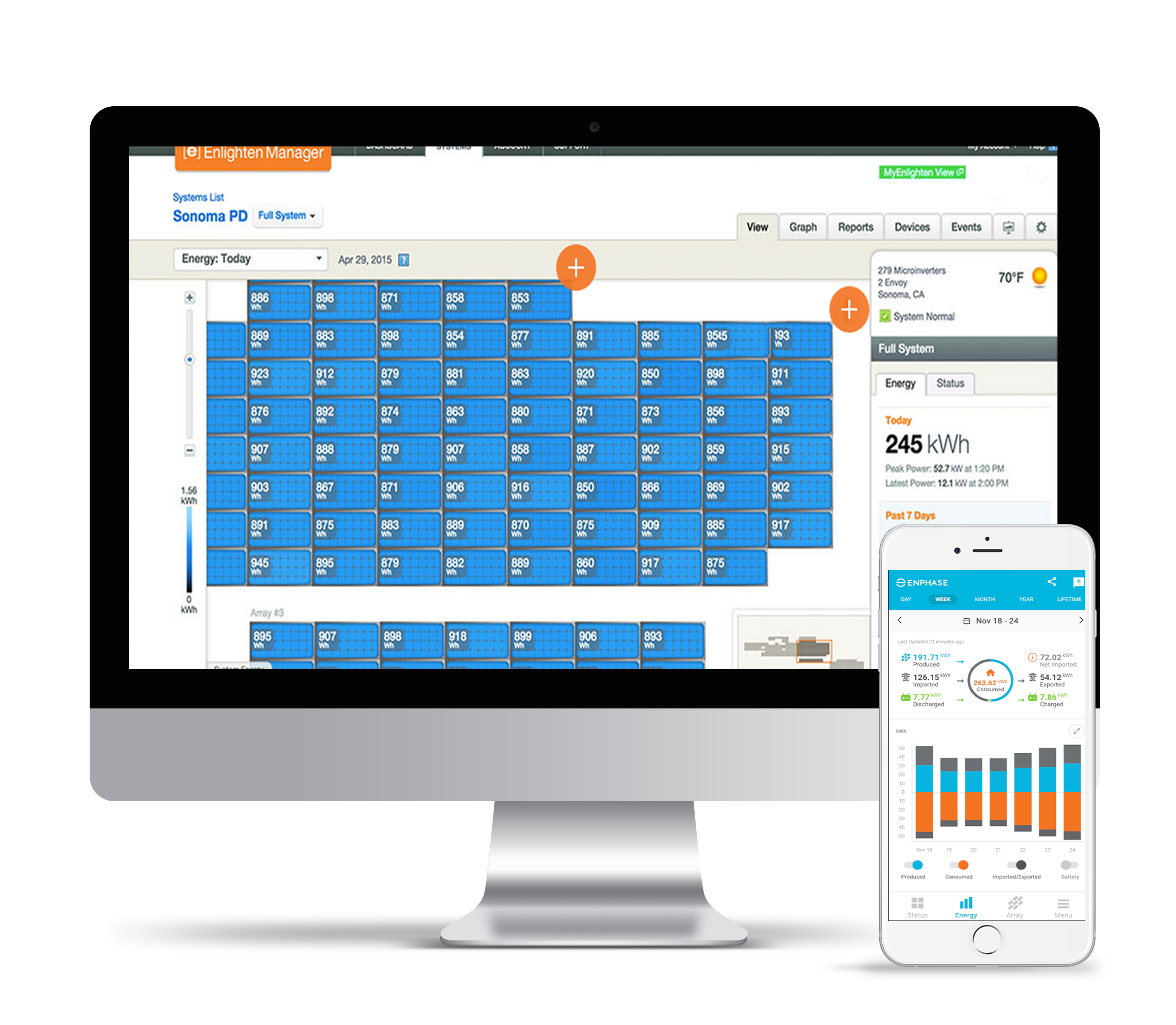 Solar monitoring software on tablet