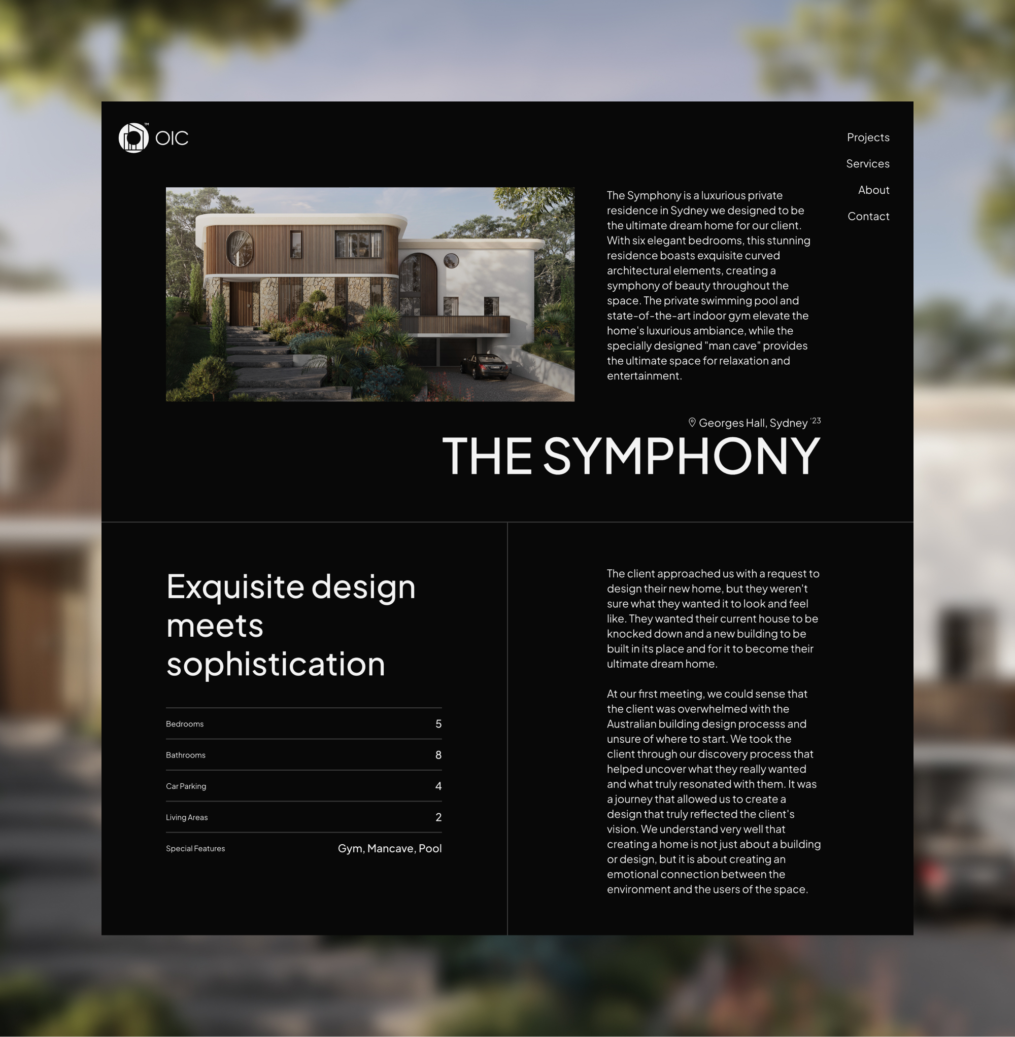 Webpage layout for interior design project