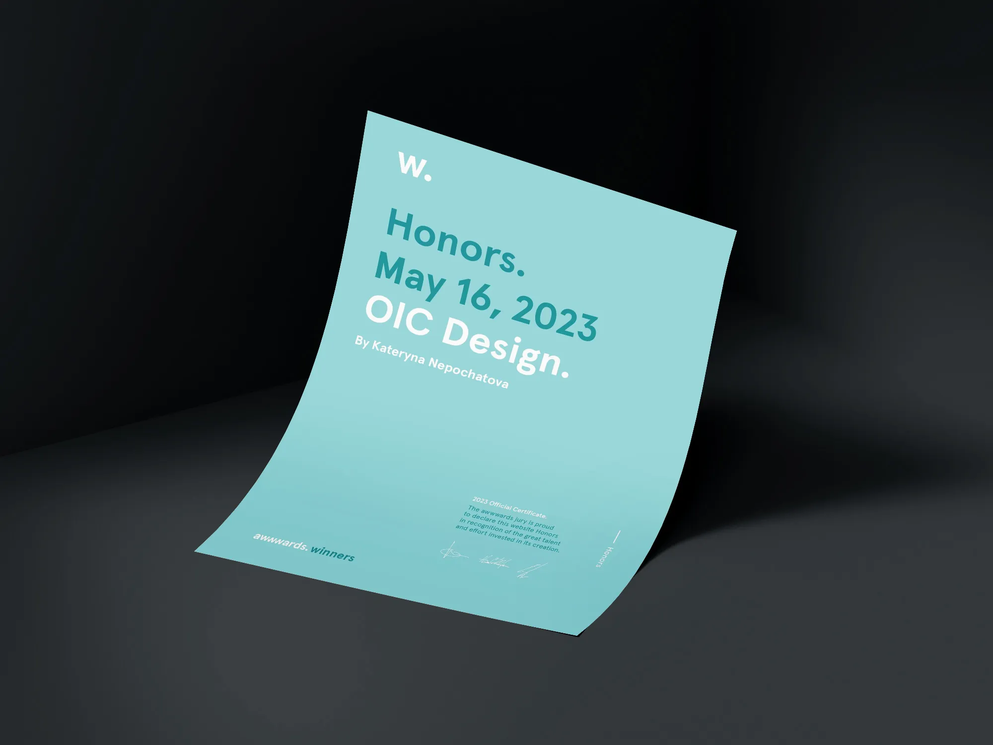 Honorable Mention on Awwwards, award-winning web designer for architecture and interior design studios