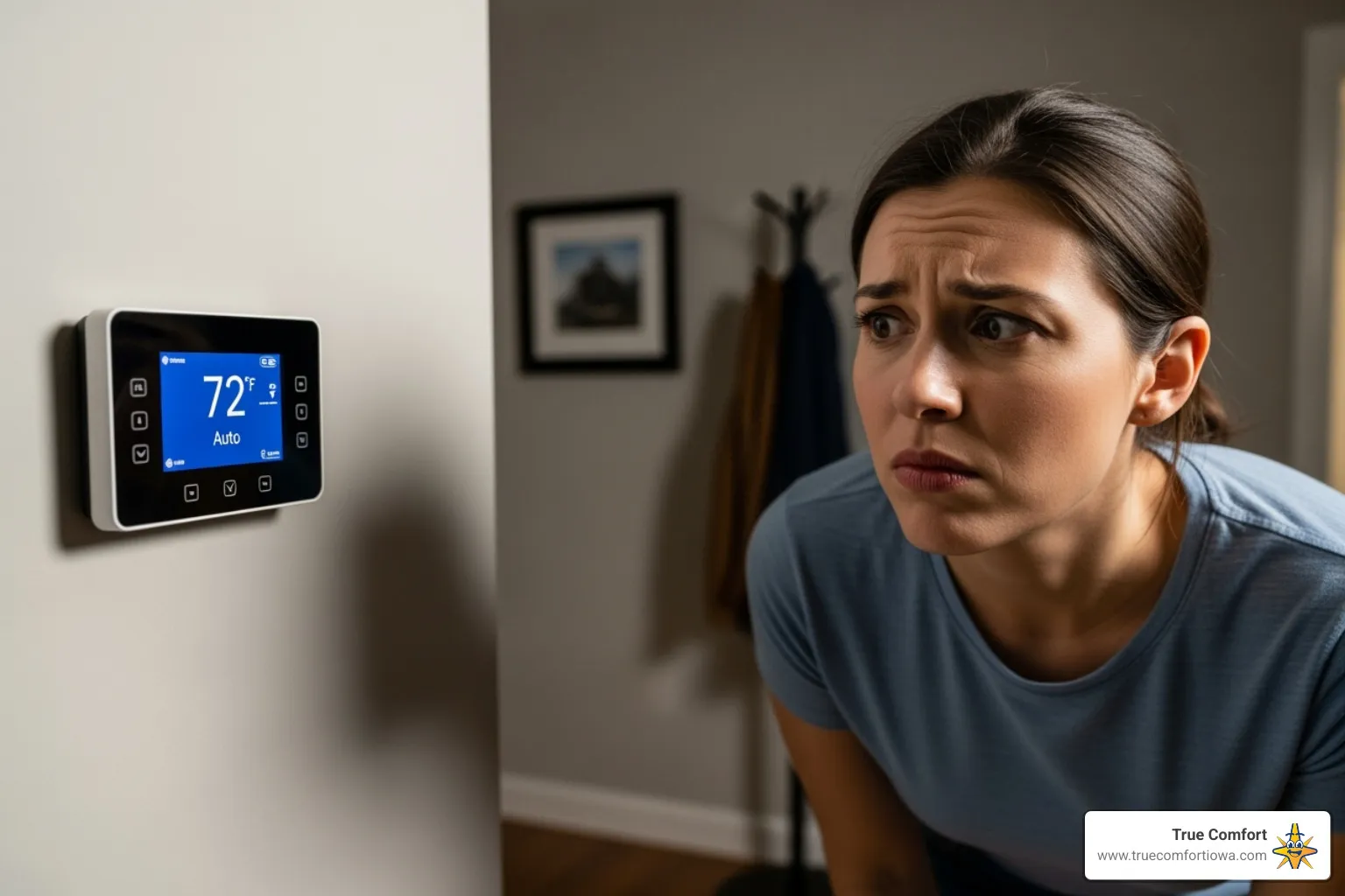 person looking confused at thermostat - Thermostat repair service
