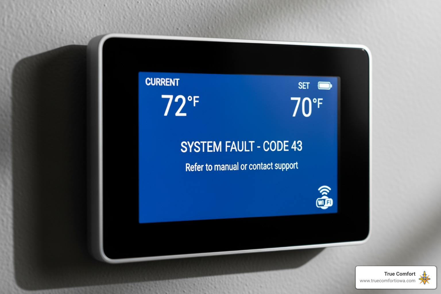 thermostat displaying an error message - emergency furnace repair in west des moines, ia
