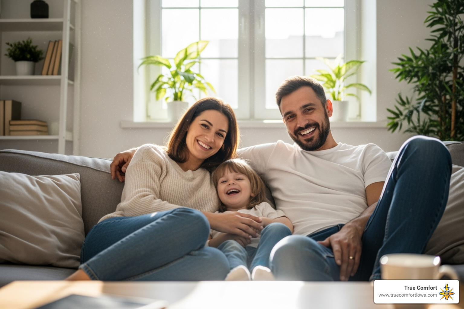 Family breathing easily in their home - duct cleaning companies des moines