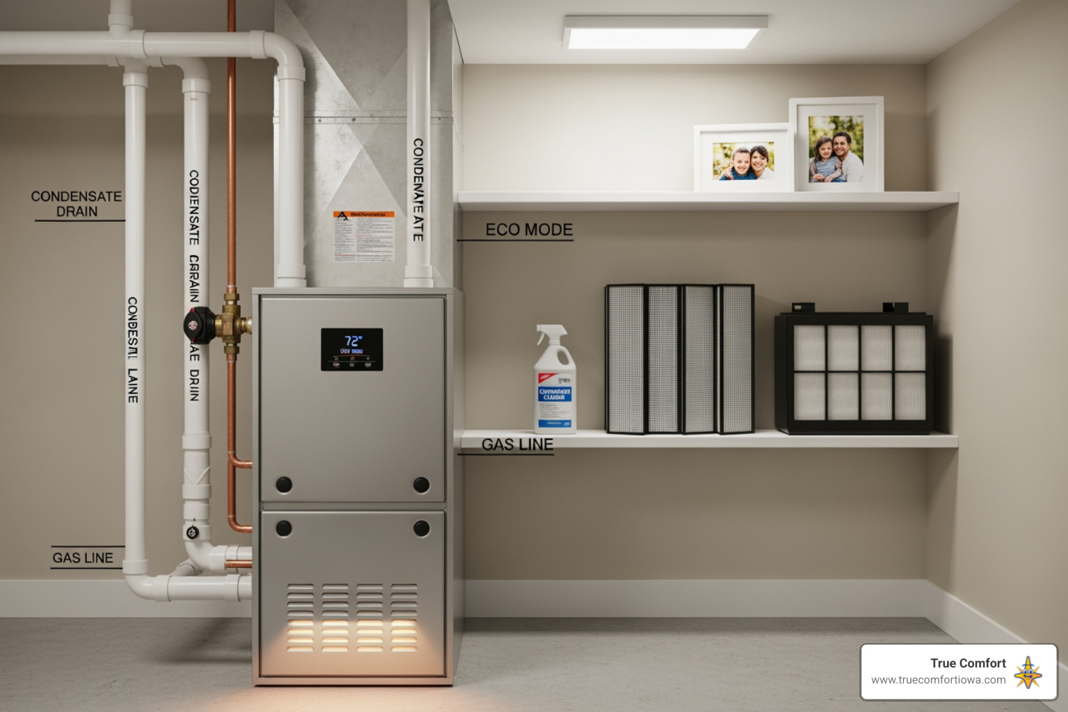 Infographic showing the key benefits of professional furnace installation including improved energy efficiency, consistent home comfort, lower utility bills, enhanced safety with proper ventilation, extended equipment lifespan through correct installation, and warranty protection - furnace installation in cumming, ia Infographic showing the key benefits of professional furnace installation including improved energy efficiency, consistent home comfort, lower utility bills, enhanced safety with proper ventilation, extended equipment lifespan through correct installation, and warranty protection - furnace installation in cumming, ia