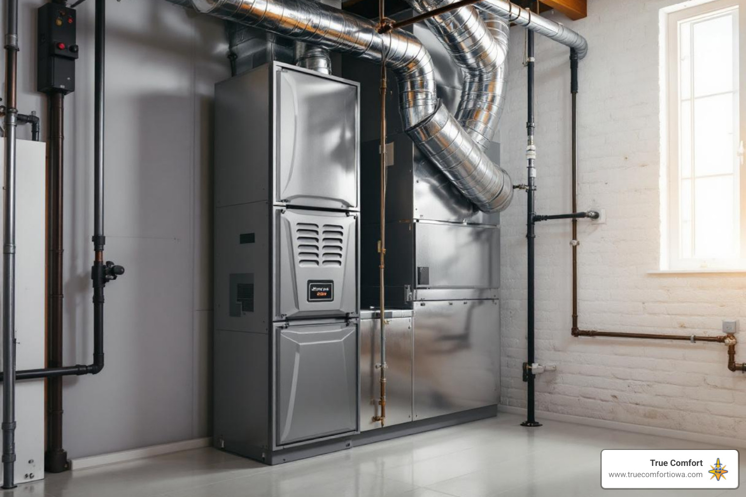 Properly installed furnace system with clean ductwork - furnace installation in johnston, ia Properly installed furnace system with clean ductwork - furnace installation in johnston, ia