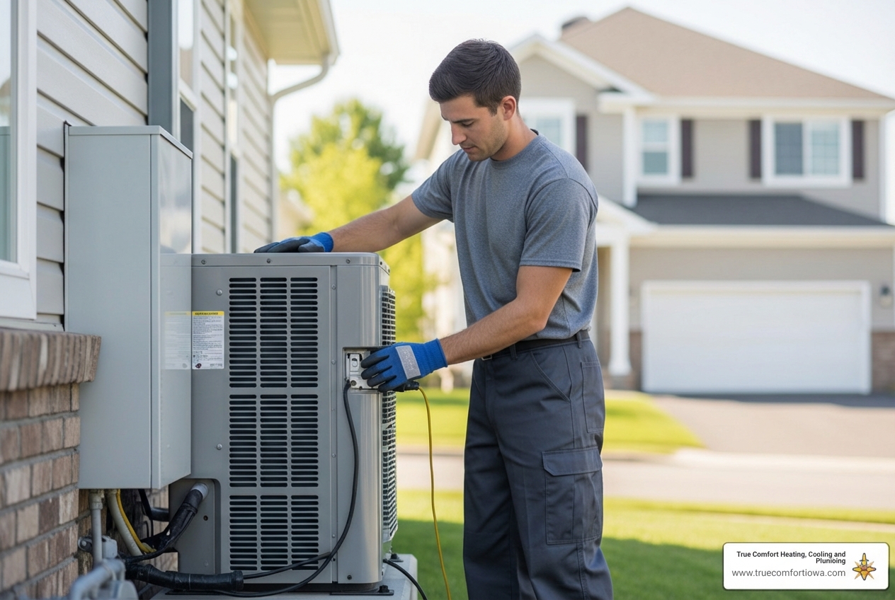List companies in Norwalk, IA that service and install an air conditioning heat pump.