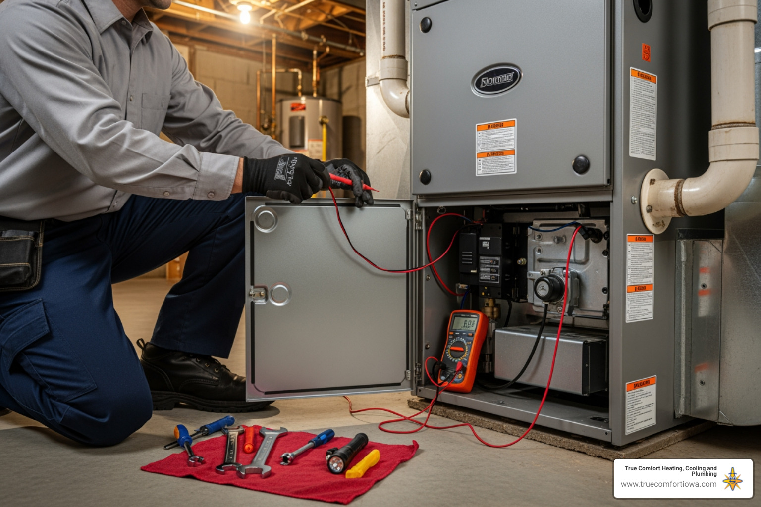 infographic showing furnace health checklist including filter status, thermostat settings, unusual sounds, heating performance, pilot light color, and annual maintenance schedule - furnace service in carlisle, ia infographic showing furnace health checklist including filter status, thermostat settings, unusual sounds, heating performance, pilot light color, and annual maintenance schedule - furnace service in carlisle, ia