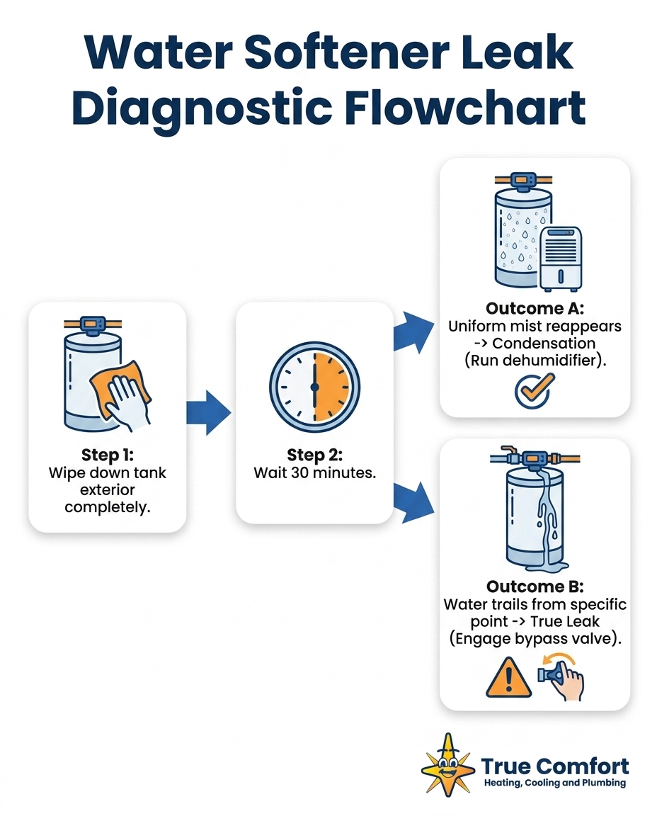 Water Softener Leak Diagnostic Flowchart