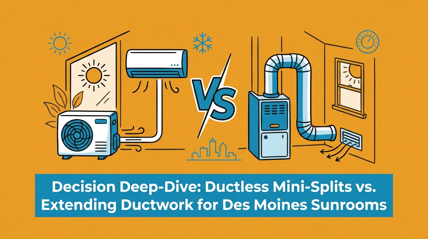 Ductless Mini-Splits vs. Extending Ductwork for Des Moines Sunroom Additions