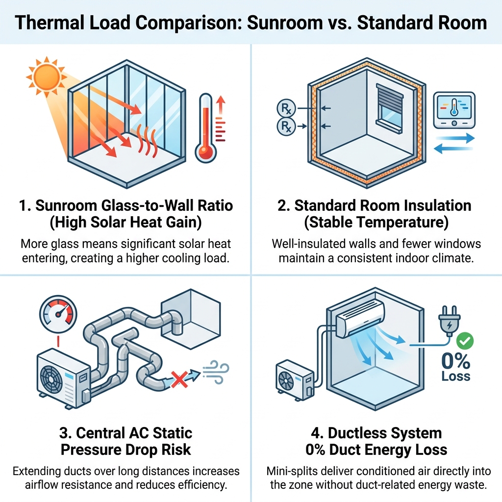 Thermal Load Comparison: Sunroom vs. Standard Room