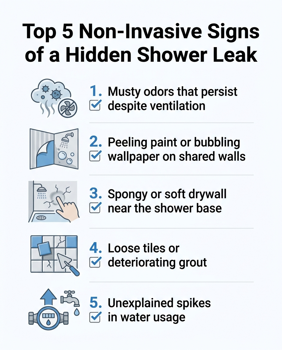 Top 5 Non-Invasive Signs of a Hidden Shower Leak