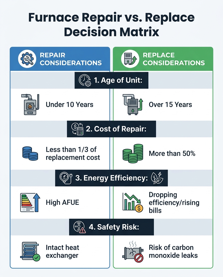 Furnace Repair vs. Replace Decision Matrix