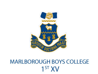 Marlborough Boys College crest with handshake emblem and Latin motto below.