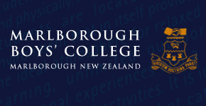 Marlborough Boys’ College logo with text and crest on a blue background.